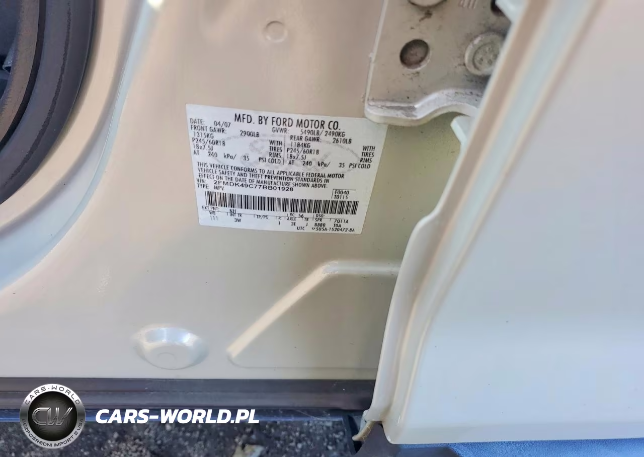 2007 Ford Edge Sel Plus VIN:2FMDK49C77BB01928 - 13