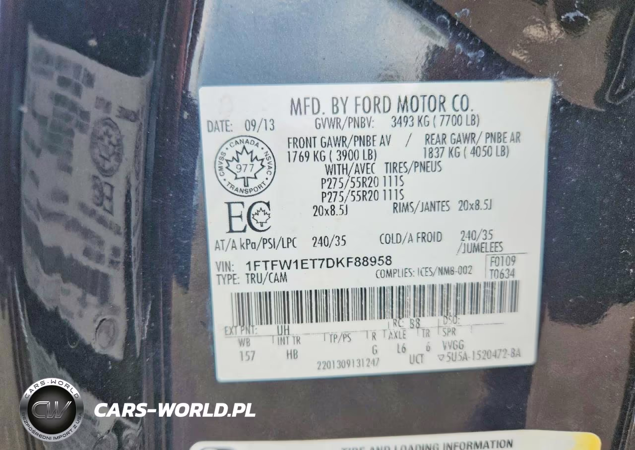 2013 Ford F150 Supercrew VIN:1FTFW1ET7DKF88958 - 12