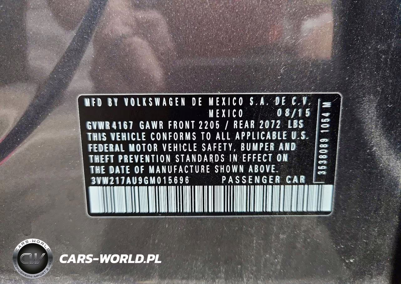 2016 Volkswagen Golf S-Se VIN:3VW217AU9GM015696 - 12