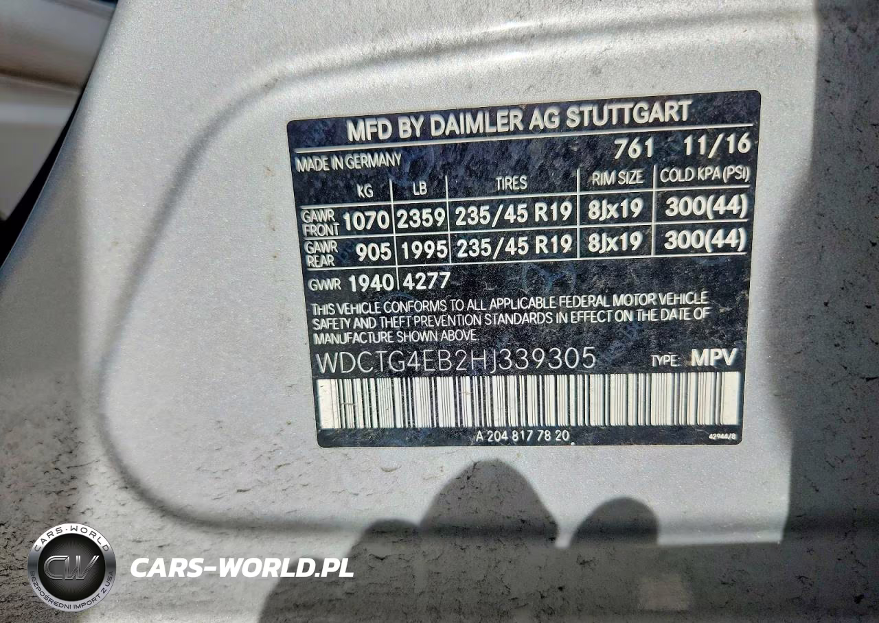 2017 Mercedes-Benz Gla 250 VIN:WDCTG4EB2HJ339305 - 12