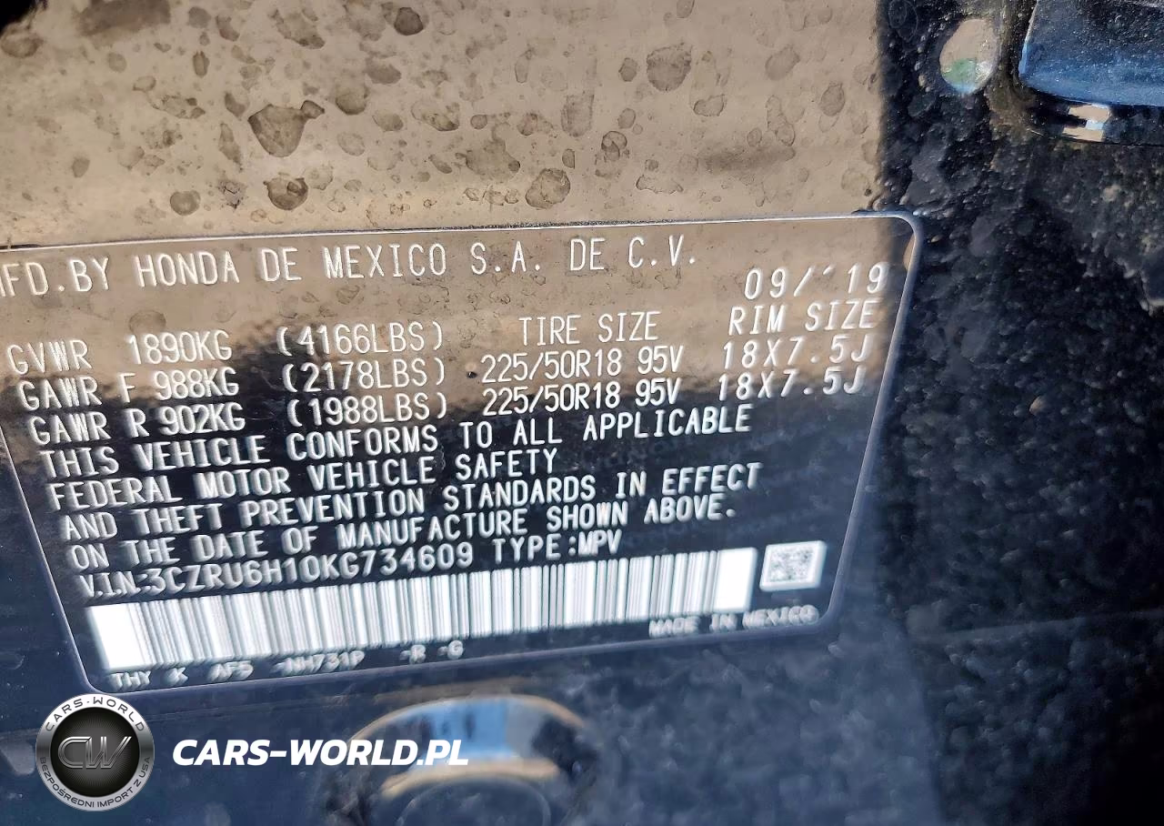 2019 Honda Hr-V Sport VIN:3CZRU6H10KG734609 - 12