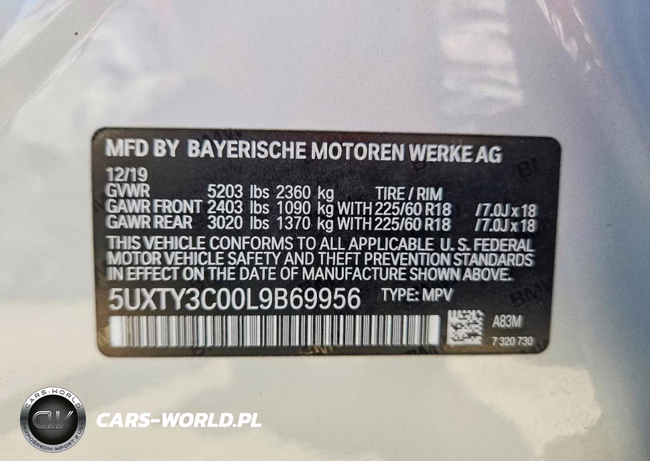 2020 BMW X3 Sdrive30I VIN:5UXTY3C00L9B69956 - 12