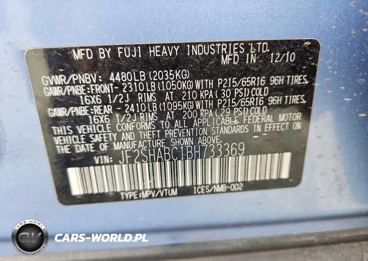 2011 Subaru Forester 2.5X VIN:JF2SHABC1BH733369 - 13