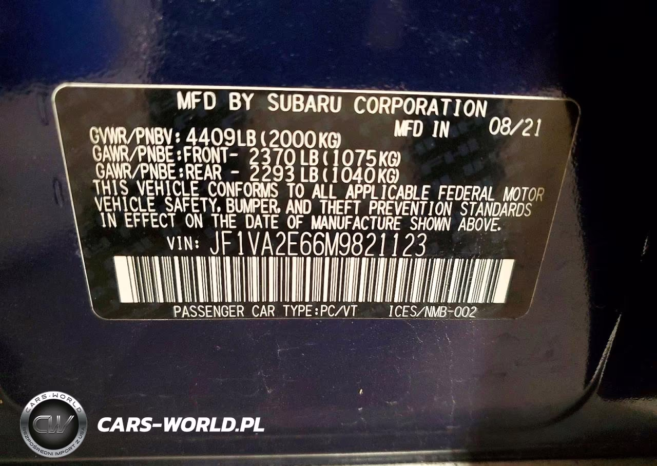 2021 Subaru Wrx Sti VIN:JF1VA2E66M9821123 - 12