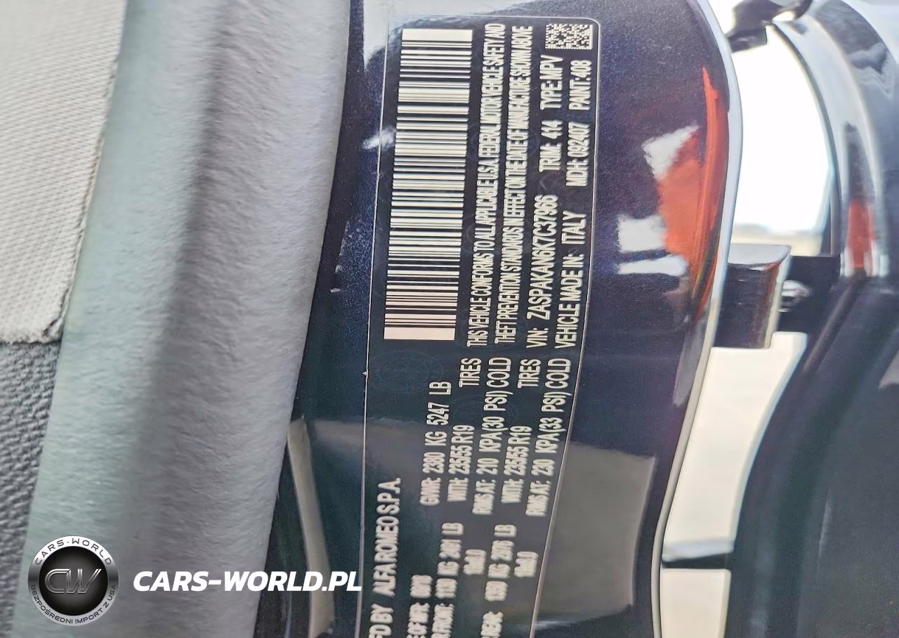 2019 Alfa Romeo Stelvio VIN:ZASPAKAN6K7C37966 - 12