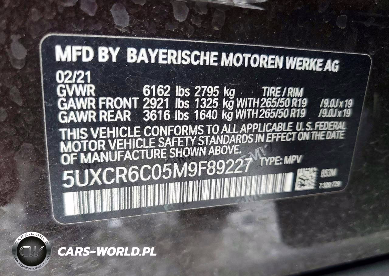 2021 BMW X5 xDrive40I VIN:5UXCR6C05M9F89227 - 14