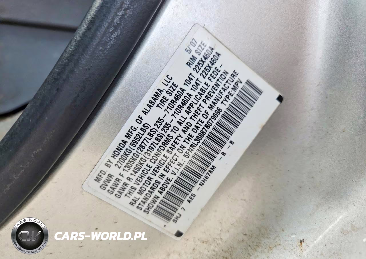 2007 Honda Odyssey Touring VIN:5FNRL38887B079696 - 13