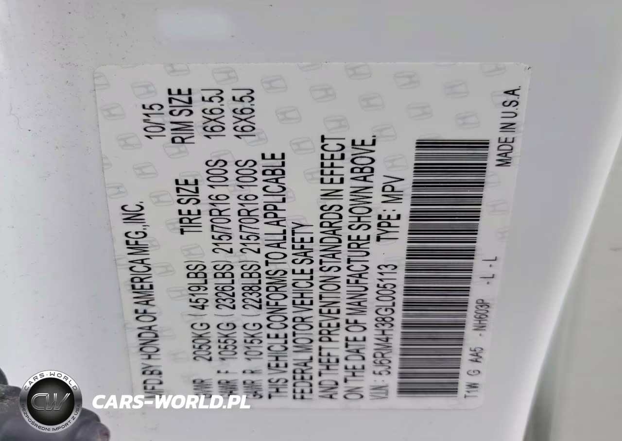 2016 Honda Cr-V Lx VIN:5J6RM4H38GL005113 - 14