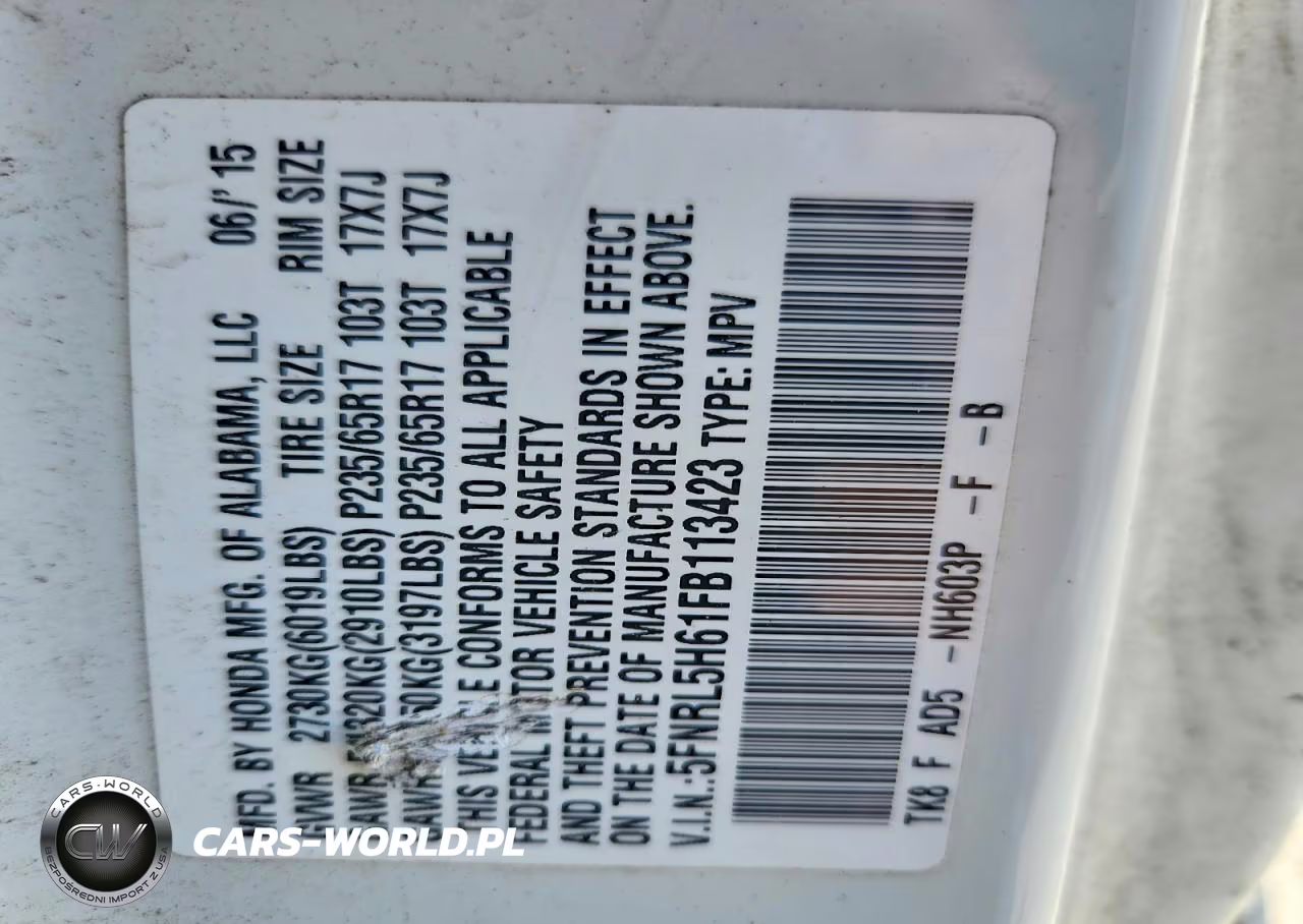 2015 Honda Odyssey Exl VIN:5FNRL5H61FB113423 - 13