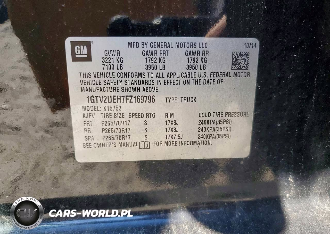 2015 GMC Sierra K1500 Sle VIN:1GTV2UEH7FZ169796 - 12