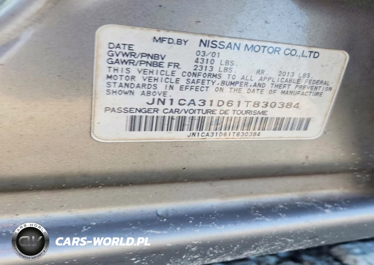 2001 Nissan Maxima Gxe VIN:JN1CA31D61T830384 - 12