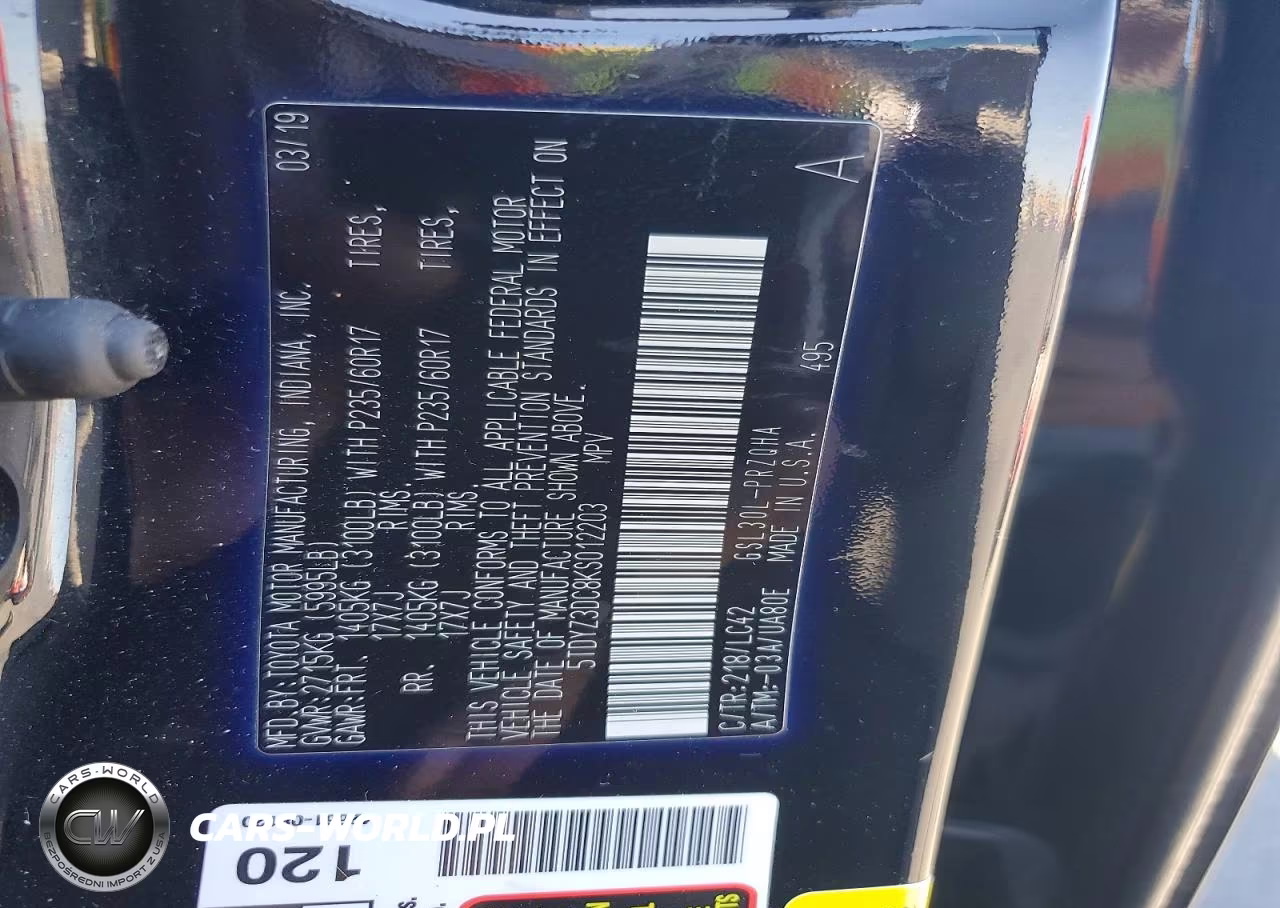 2019 Toyota Sienna Xle 8-Passenger VIN:5TDYZ3DC8KS012203 - 13