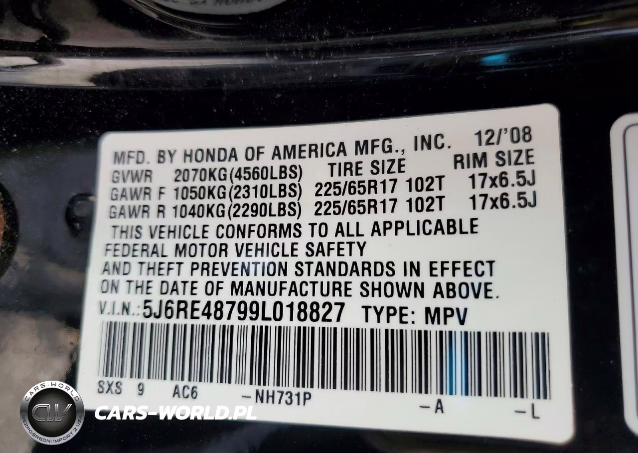 2009 Honda Cr-V Exl VIN:5J6RE48799L018827 - 13