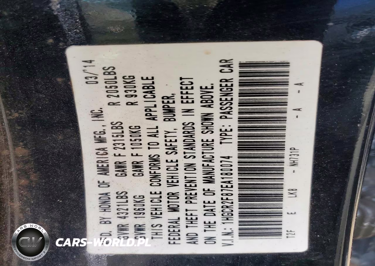 2014 Honda Accord Exl VIN:1HGCR2F87EA180074 - 12