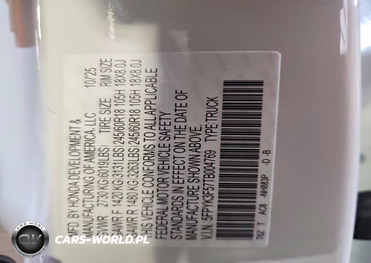 2026 Honda Ridgeline Rtl VIN:5FPYK3F57TB004769 - 12