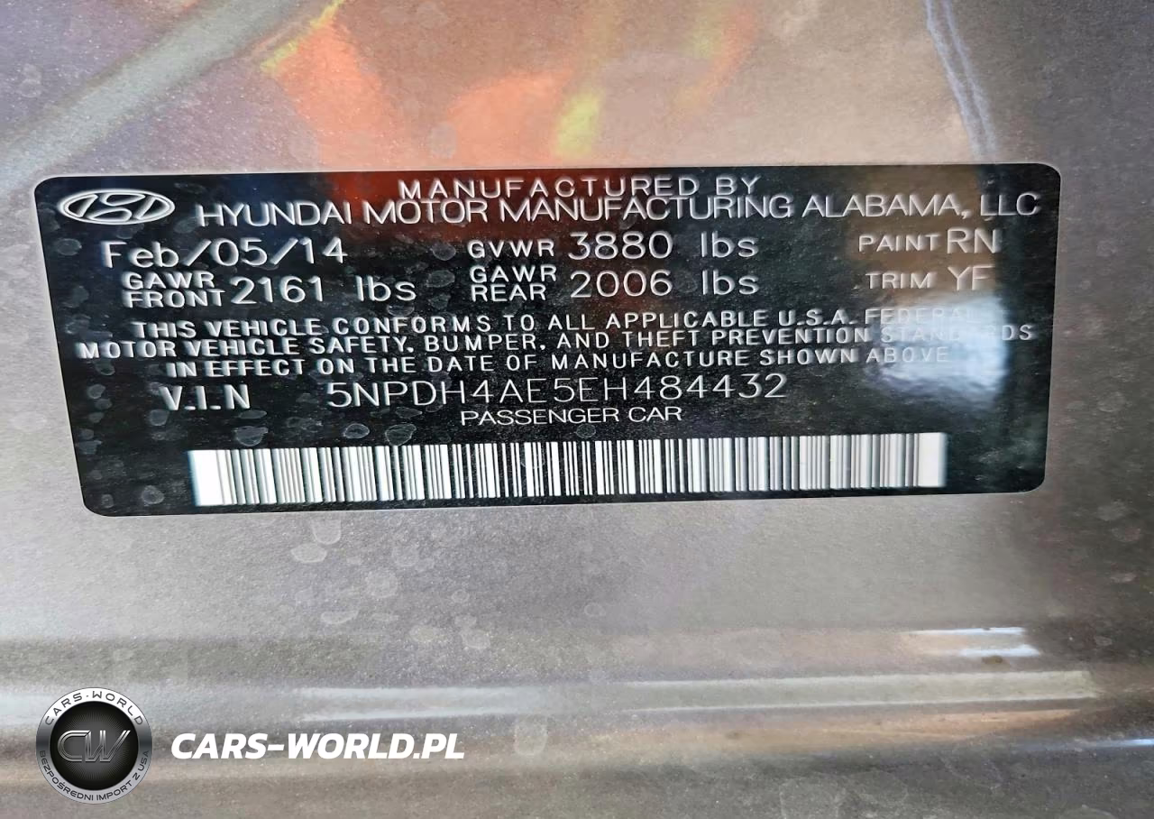 2014 Hyundai Elantra Limited VIN:5NPDH4AE5EH484432 - 12