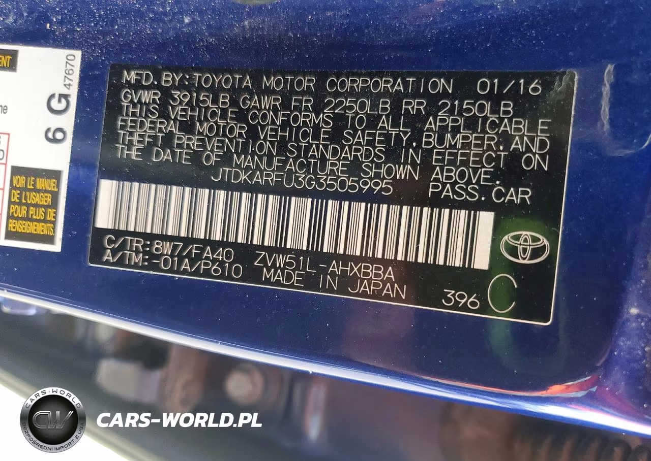 2016 Toyota Prius Two Eco VIN:JTDKARFU3G3505995 - 12