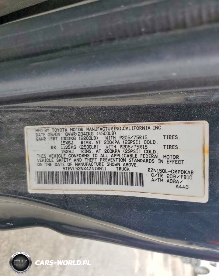 2004 Toyota Tacoma Xtracab VIN:5TEVL52NX4Z413911 - 12