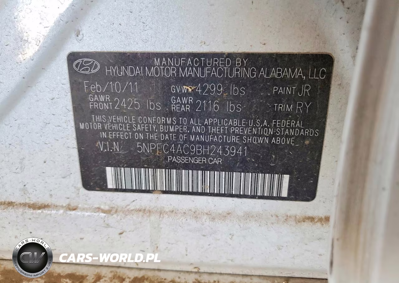 2011 Hyundai Sonata Se VIN:5NPEC4AC9BH243941 - 12