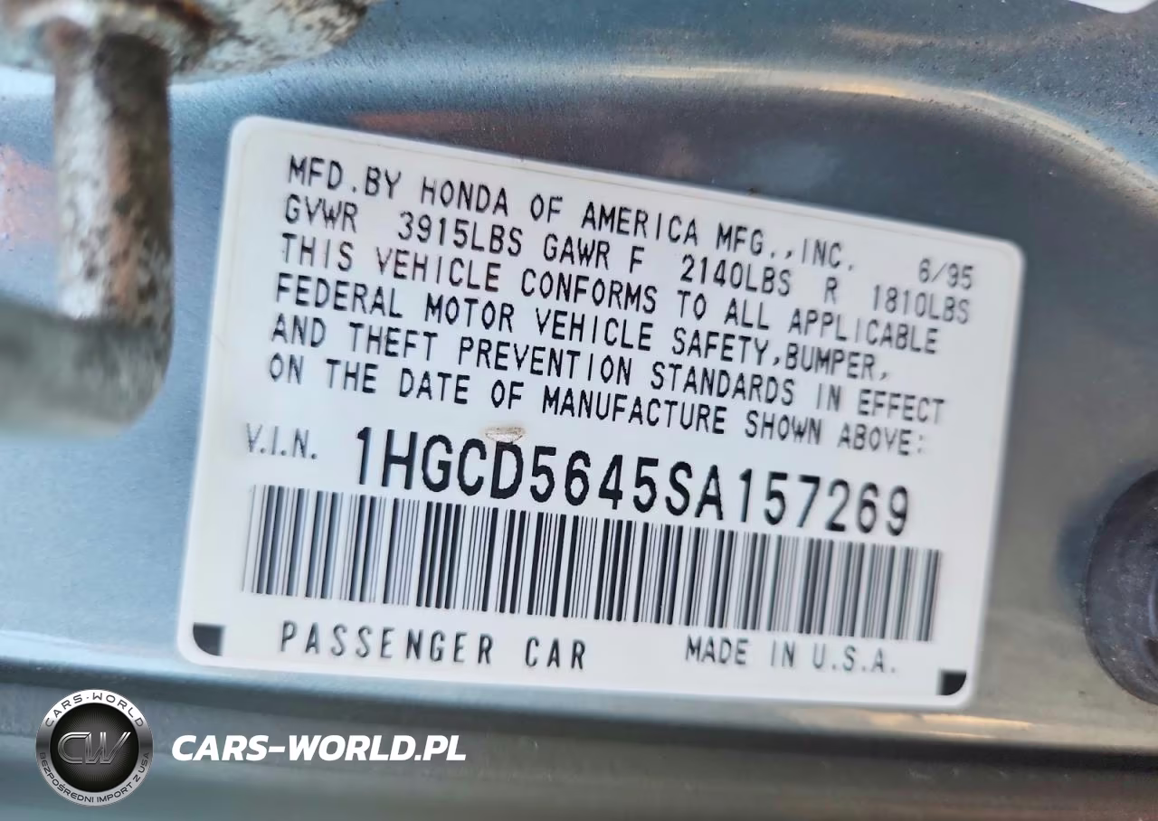 1995 Honda Accord Lx VIN:1HGCD5645SA157269 - 12