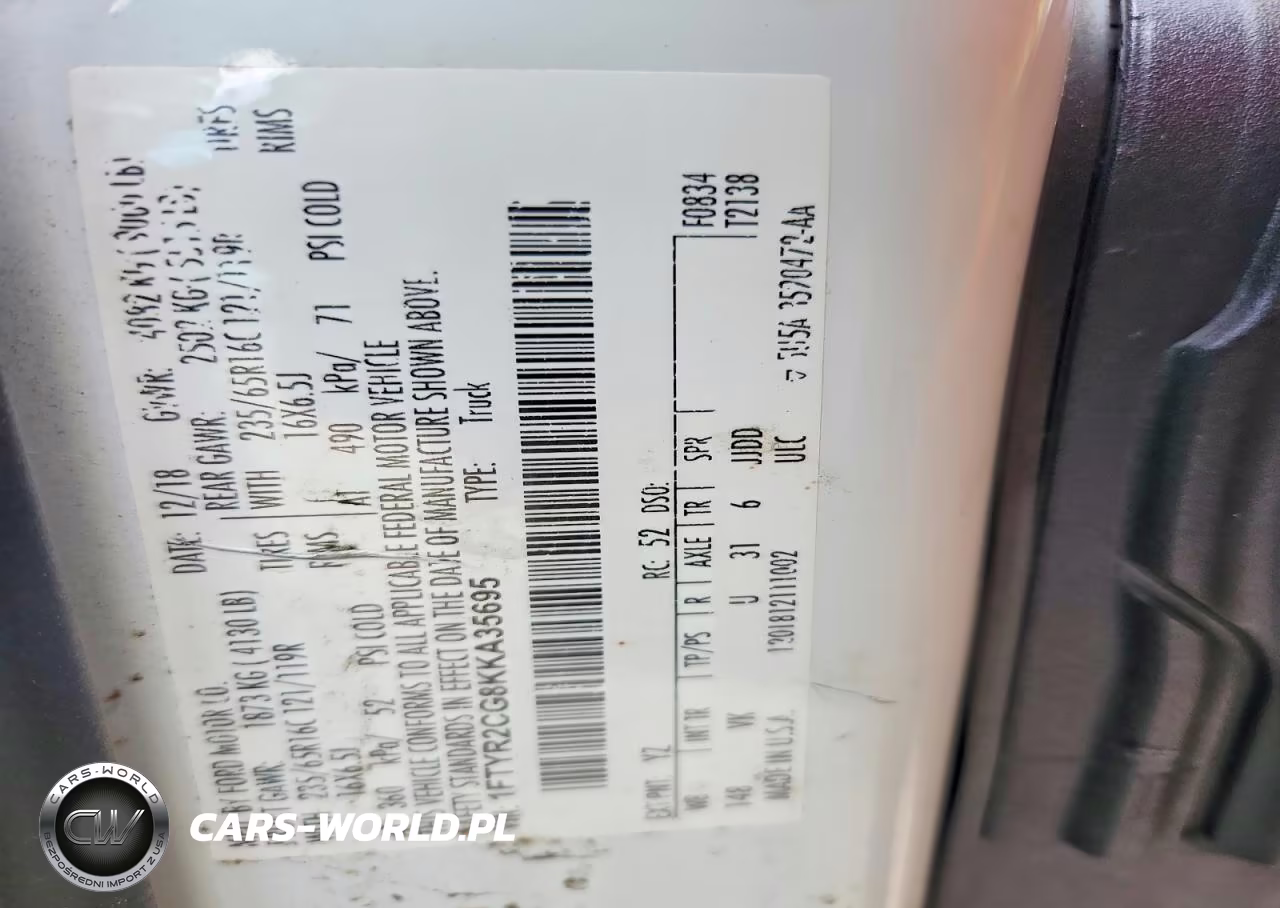 2019 Ford Transit T-250 VIN:1FTYR2CG8KKA35695 - 13