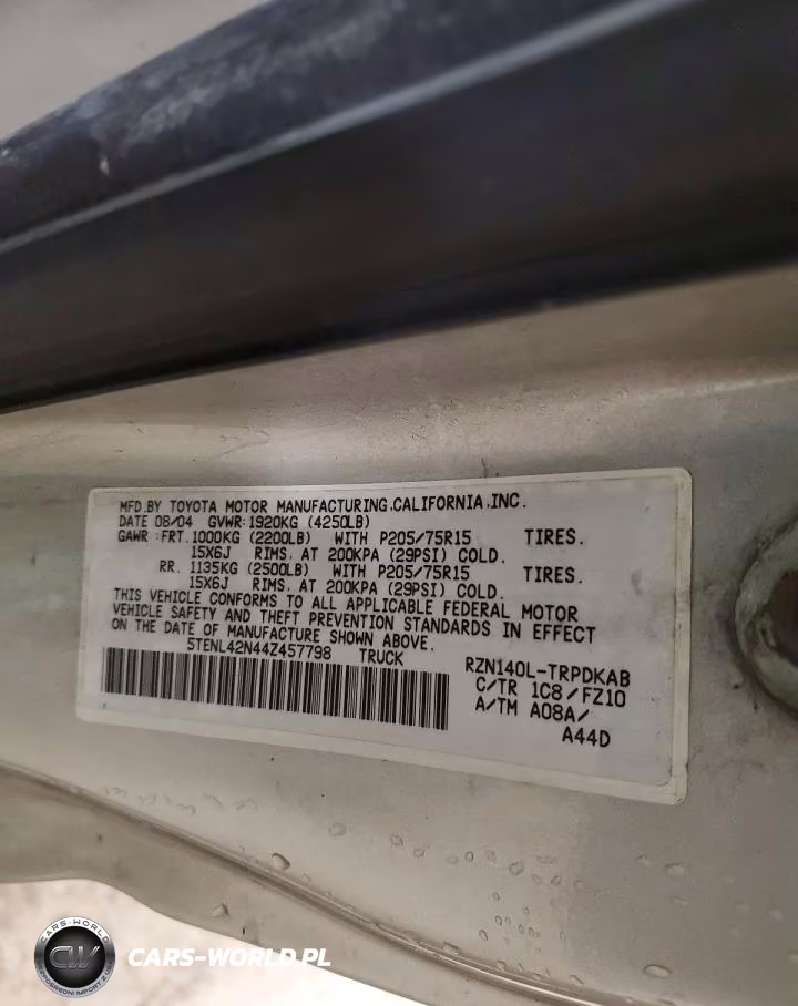 2004 Toyota Tacoma Base VIN:5TENL42N44Z457798 - 12