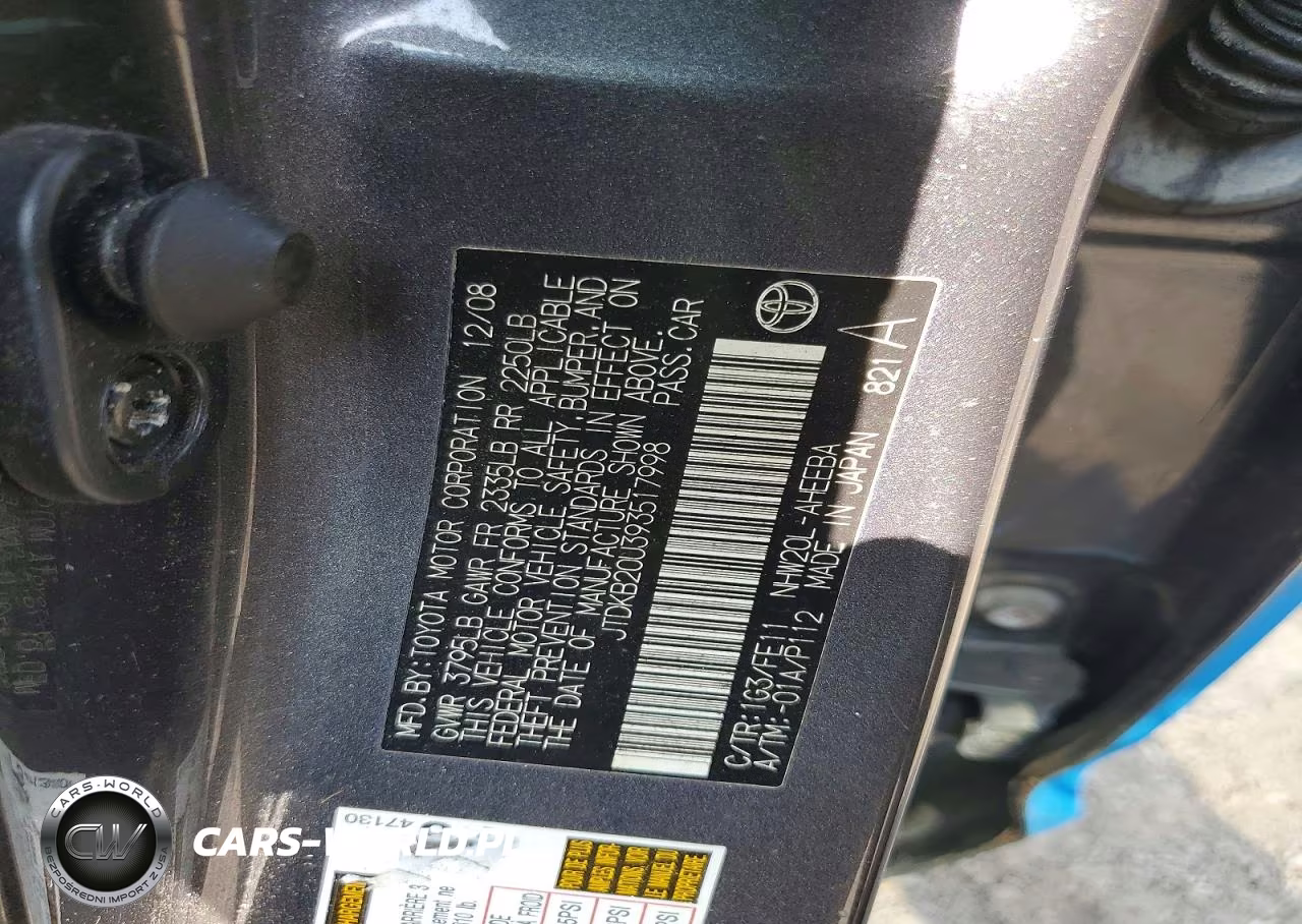2009 Toyota Prius Base VIN:JTDKB20U393517998 - 12