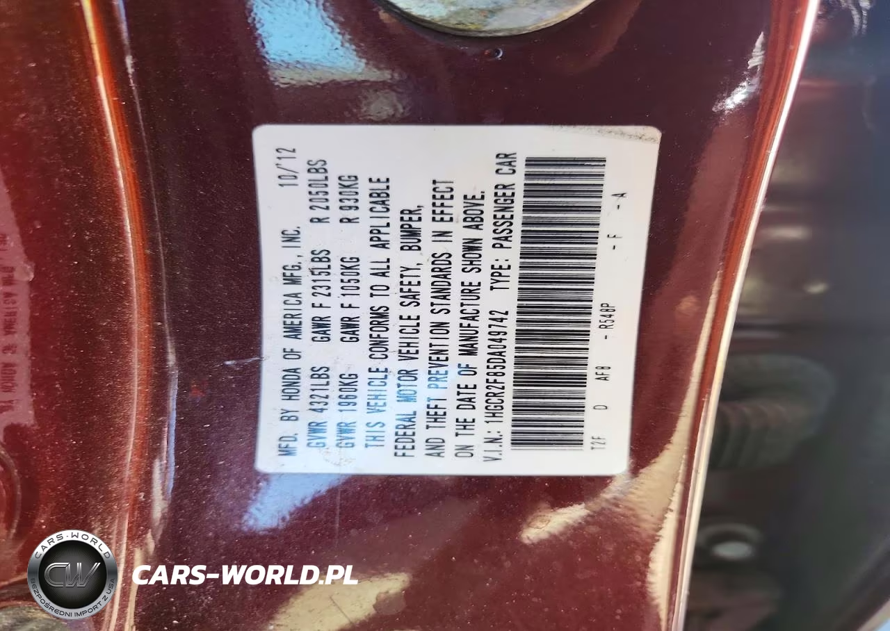 2013 Honda Accord Exl VIN:1HGCR2F85DA049742 - 12
