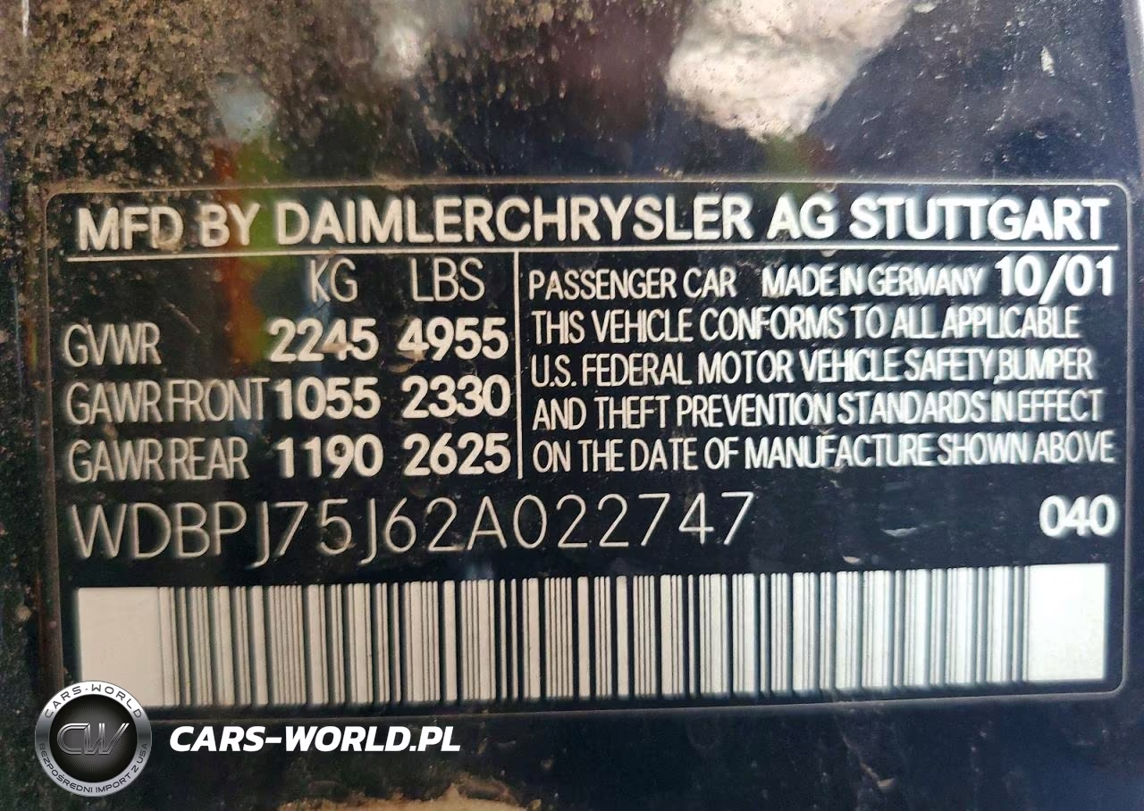 2002 Mercedes-Benz Cl 500 VIN:WDBPJ75J62A022747 - 12