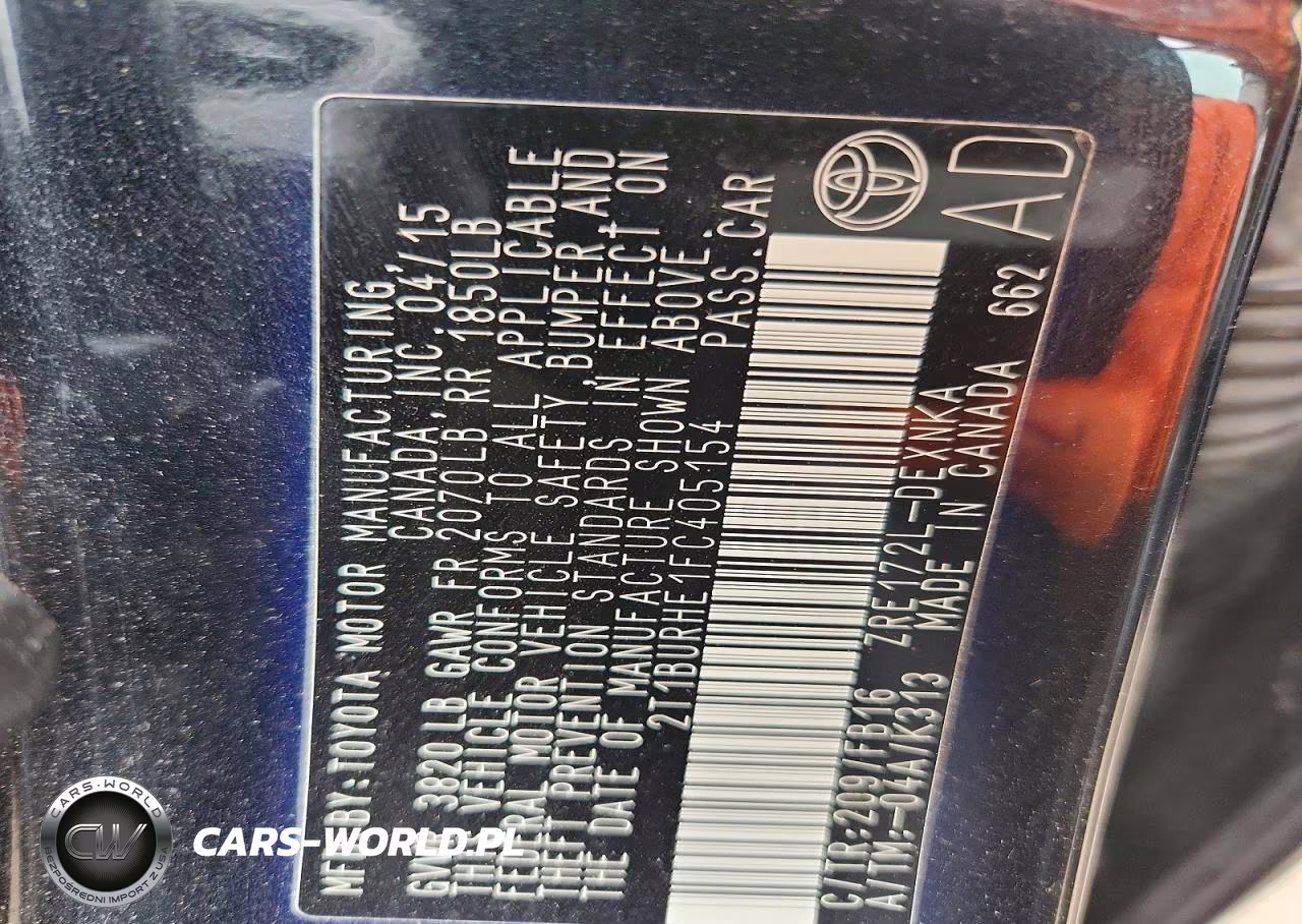 2015 Toyota Corolla Le VIN:2T1BURHE1FC405154 - 13