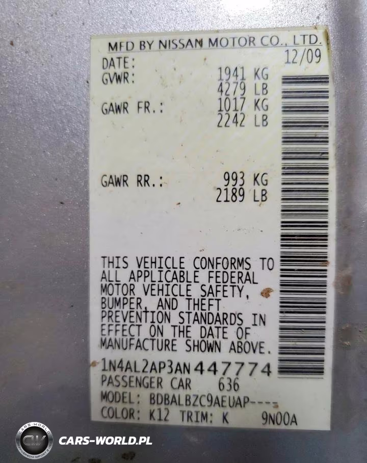 2010 Nissan Altima 2.5 VIN:1N4AL2AP3AN447774 - 12