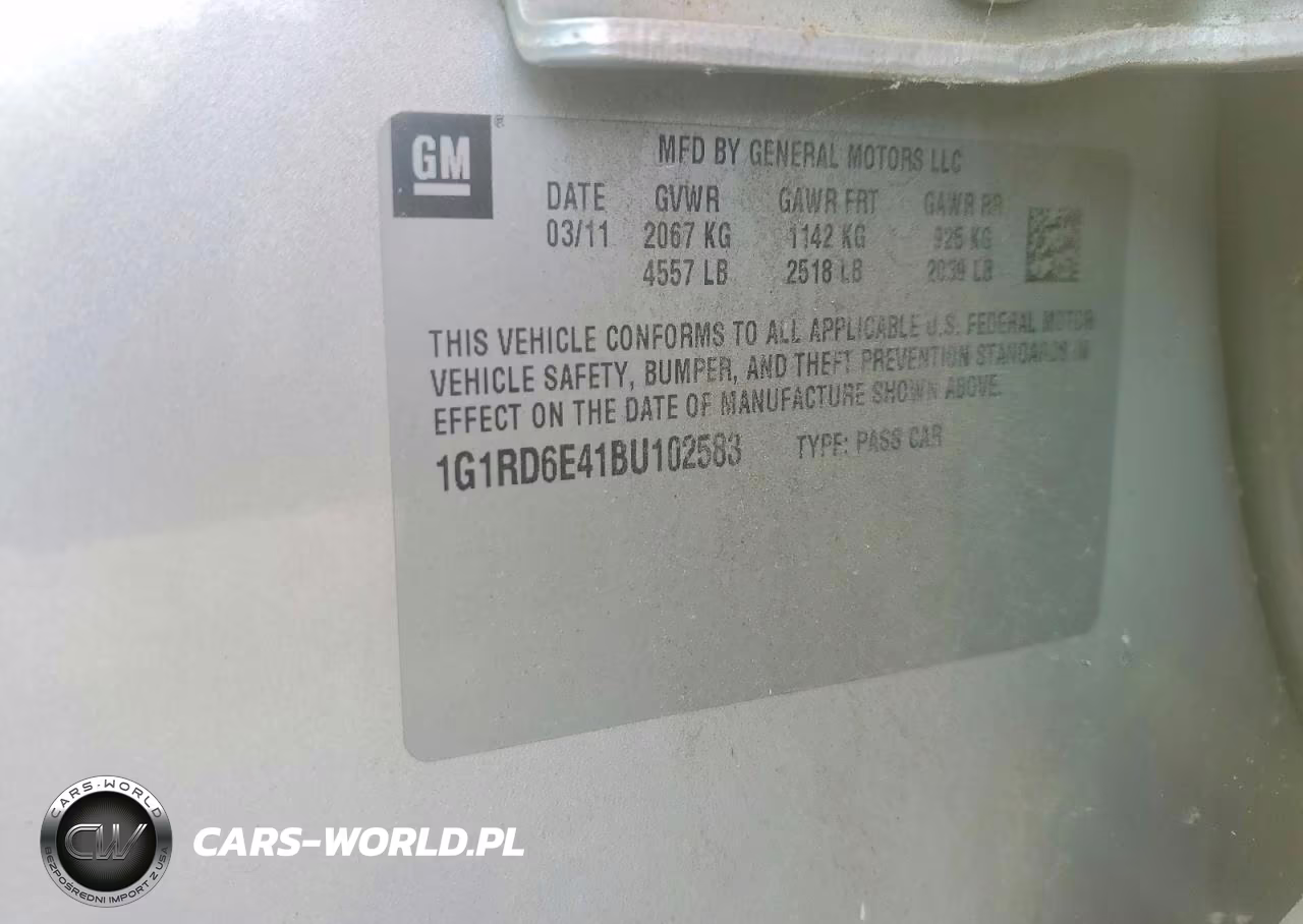 2011 Chevrolet Volt VIN:1G1RD6E41BU102583 - 12