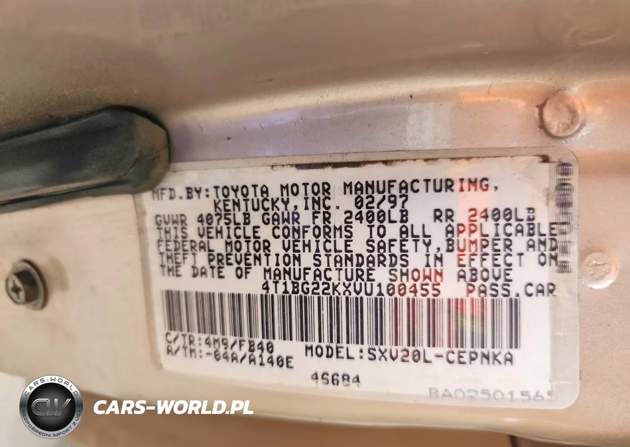 1997 Toyota Camry Le VIN:4T1BG22KXVU100455 - 12