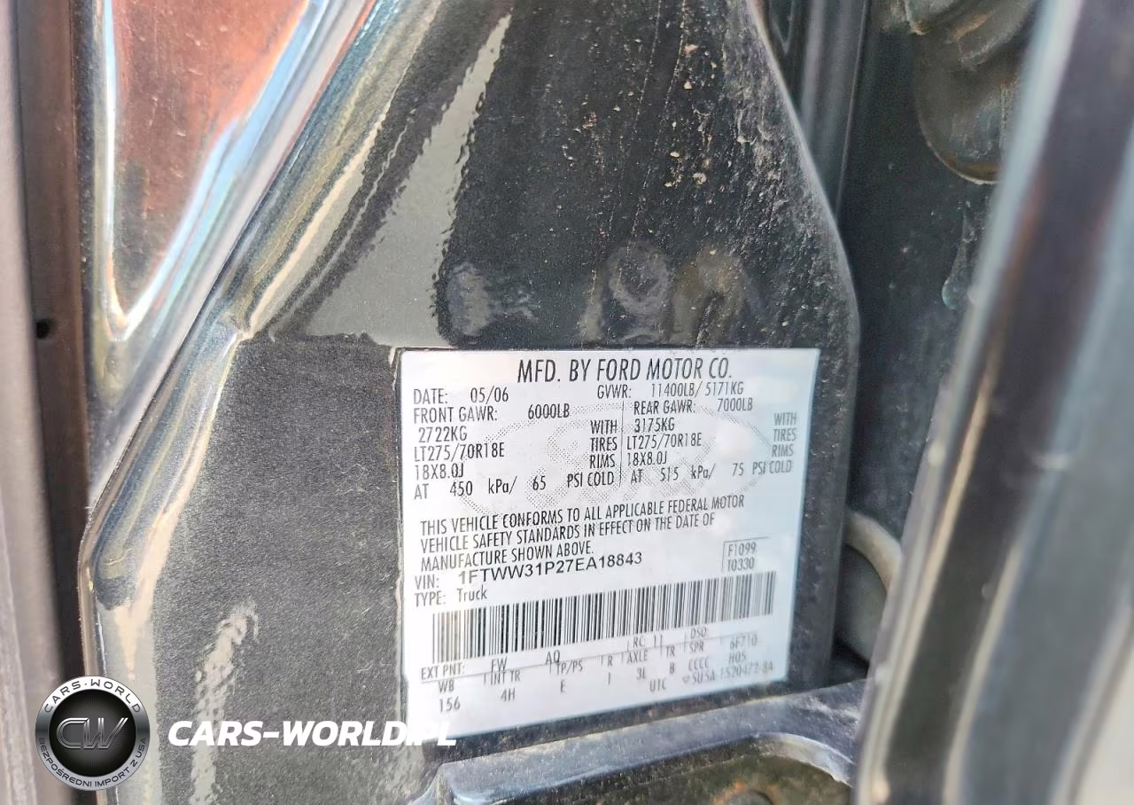 2007 Ford F350 Srw Super Duty VIN:1FTWW31P27EA18843 - 13