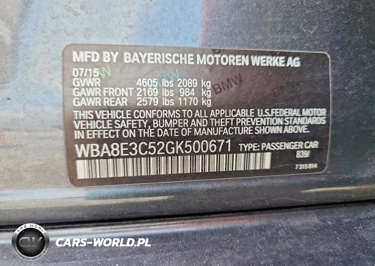 2016 BMW 328 Xi Sulev VIN:WBA8E3C52GK500671 - 12