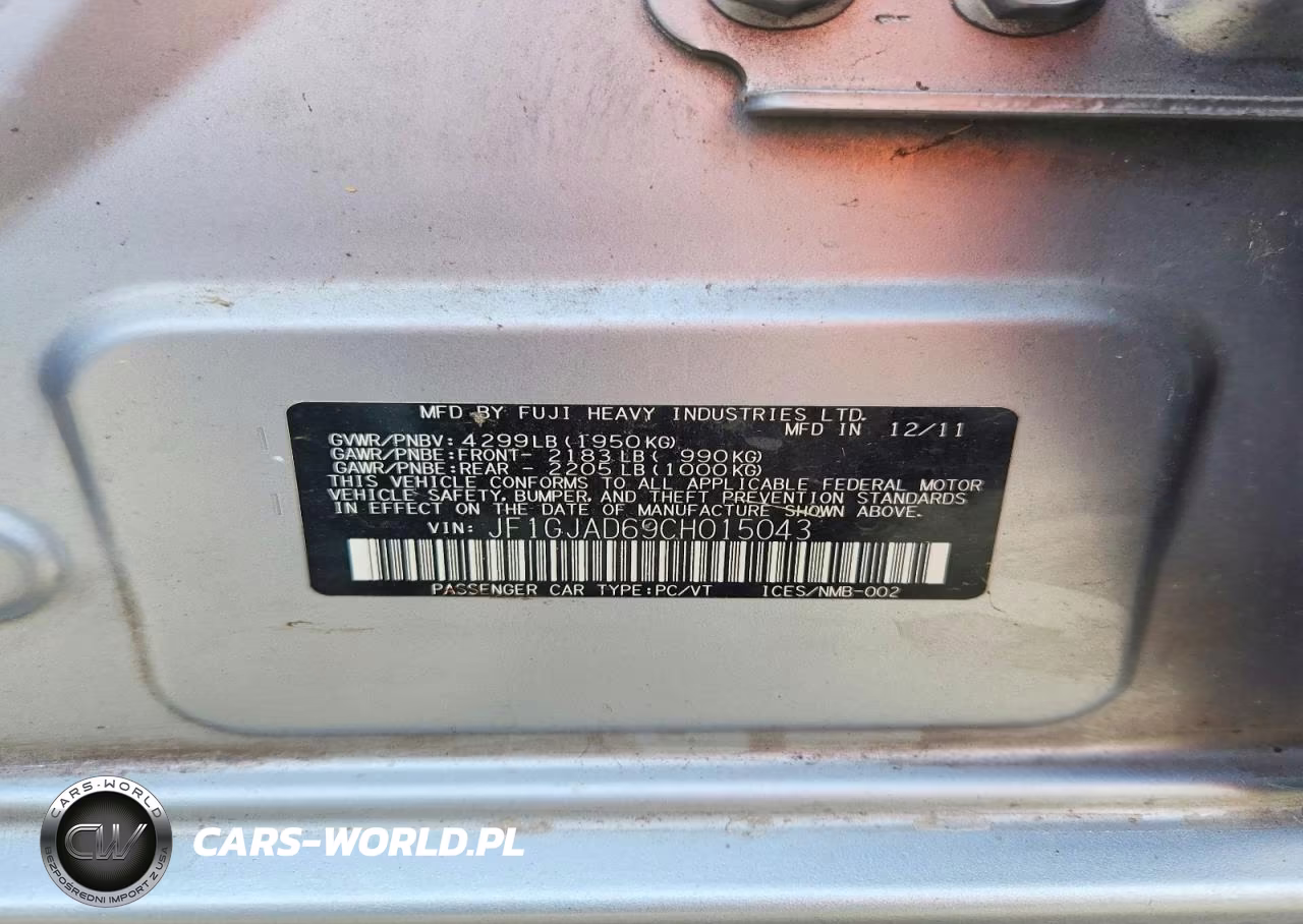 2012 Subaru Impreza Premium VIN:JF1GJAD69CH015043 - 12