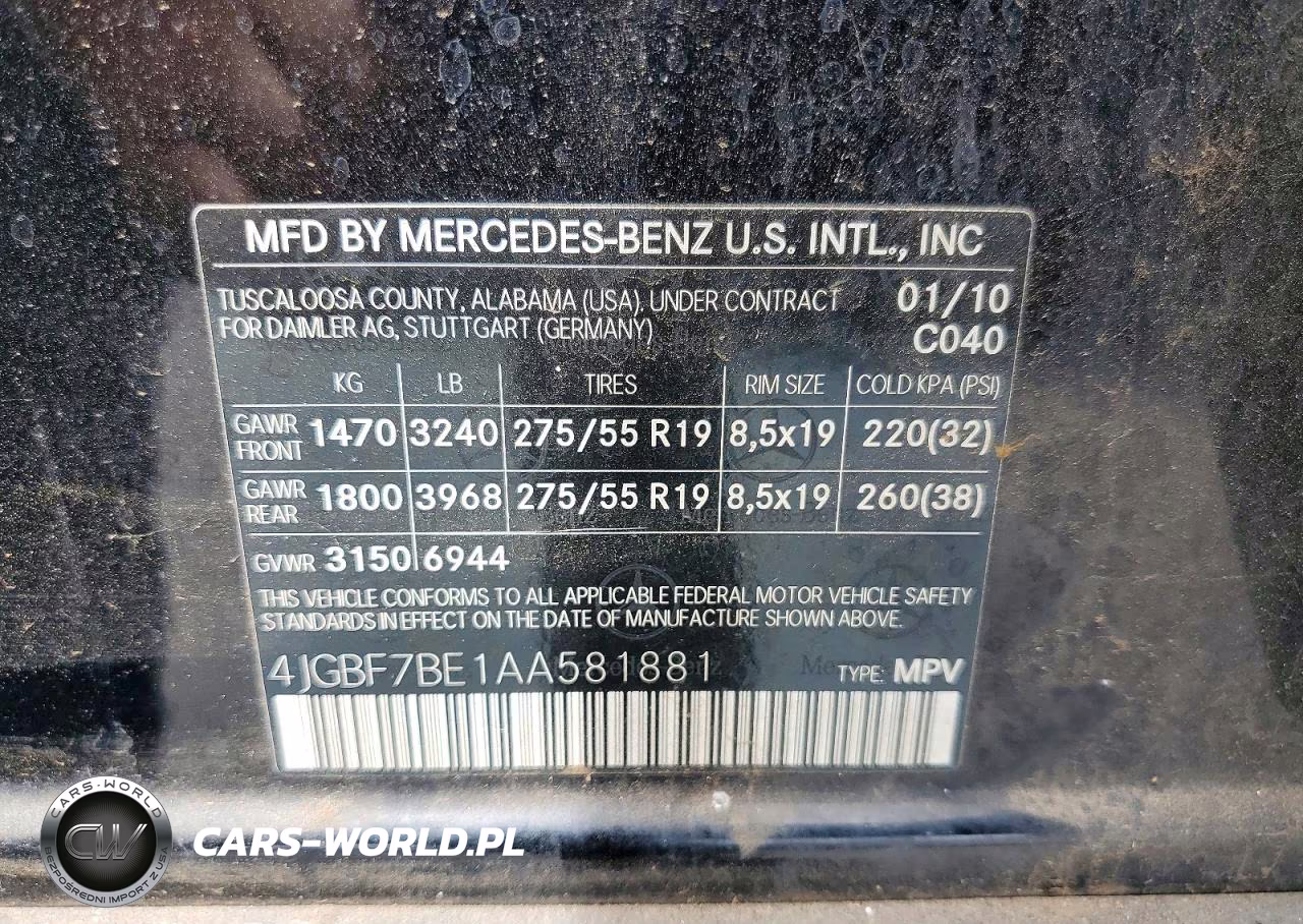 MERCEDES-BENZ GL 450 4MA VIN:4JGBF7BE1AA581881 - 13