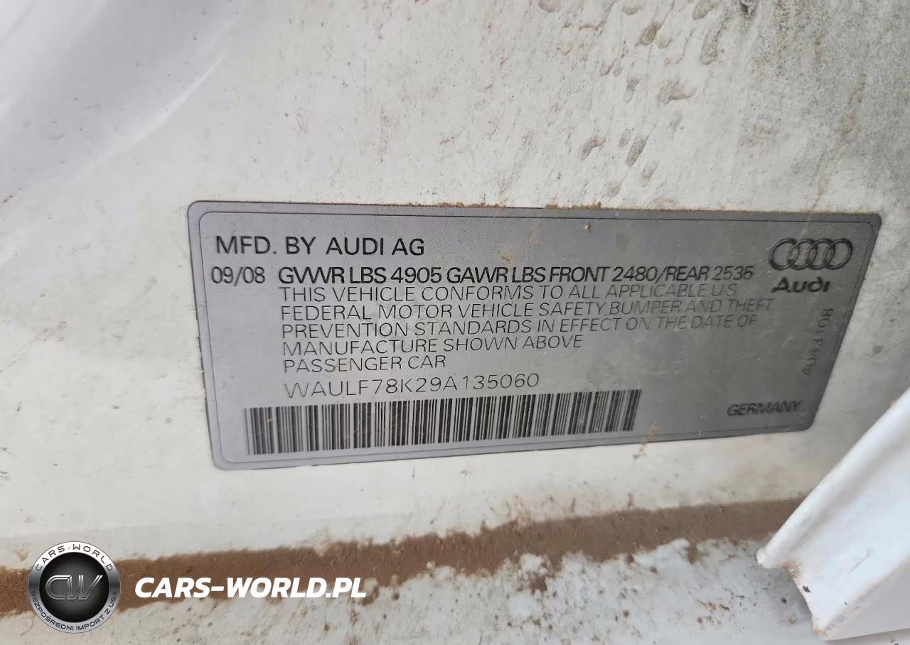 2009 Audi A4 2.0T Quattro VIN:WAULF78K29A135060 - 12