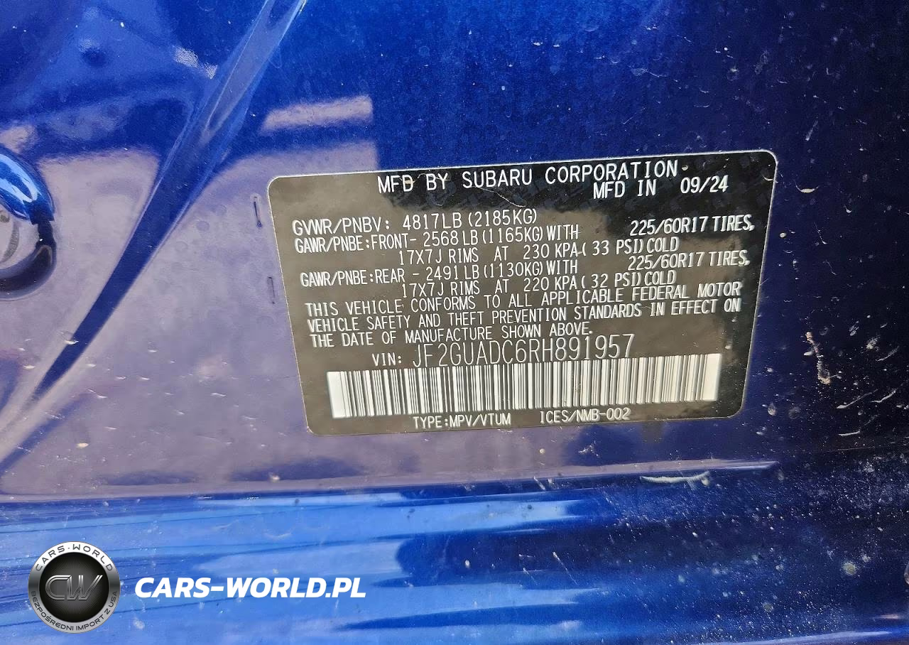 2024 Subaru Crosstrek Premium VIN:JF2GUADC6RH891957 - 14