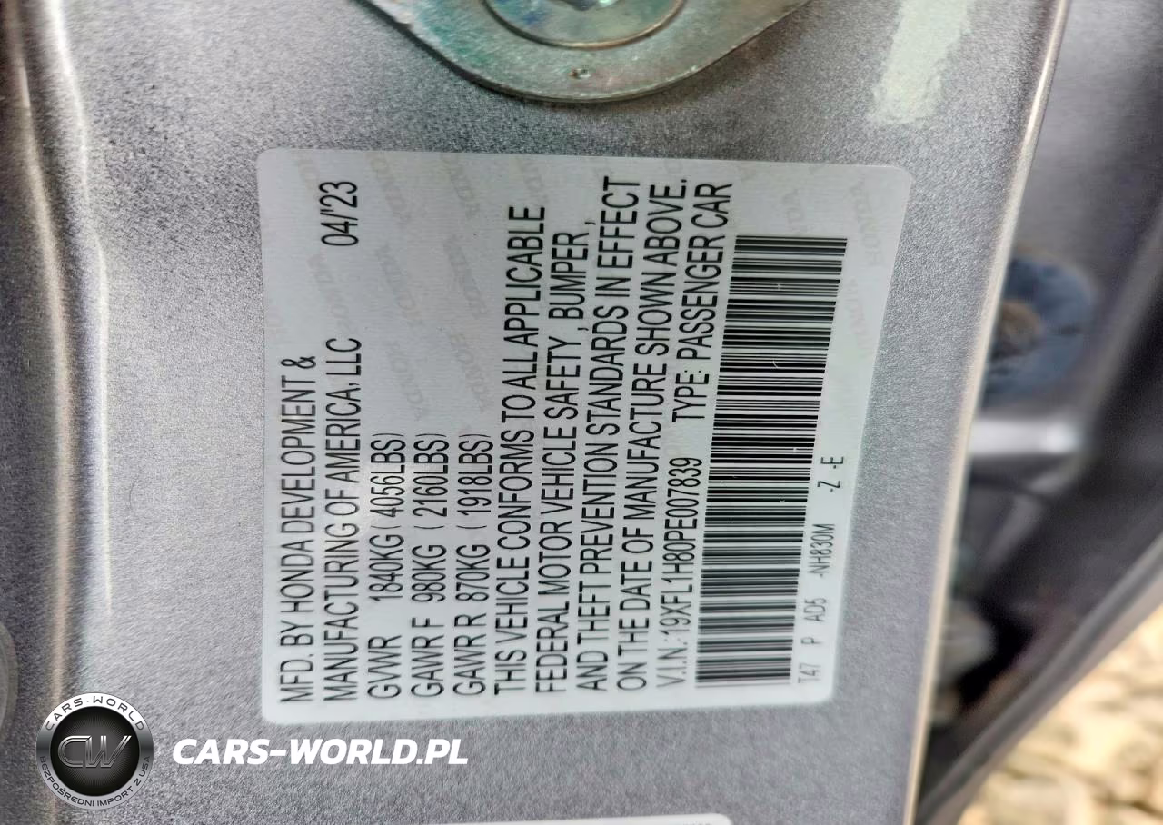 2023 Honda Civic Sport Touring VIN:19XFL1H80PE007839 - 12