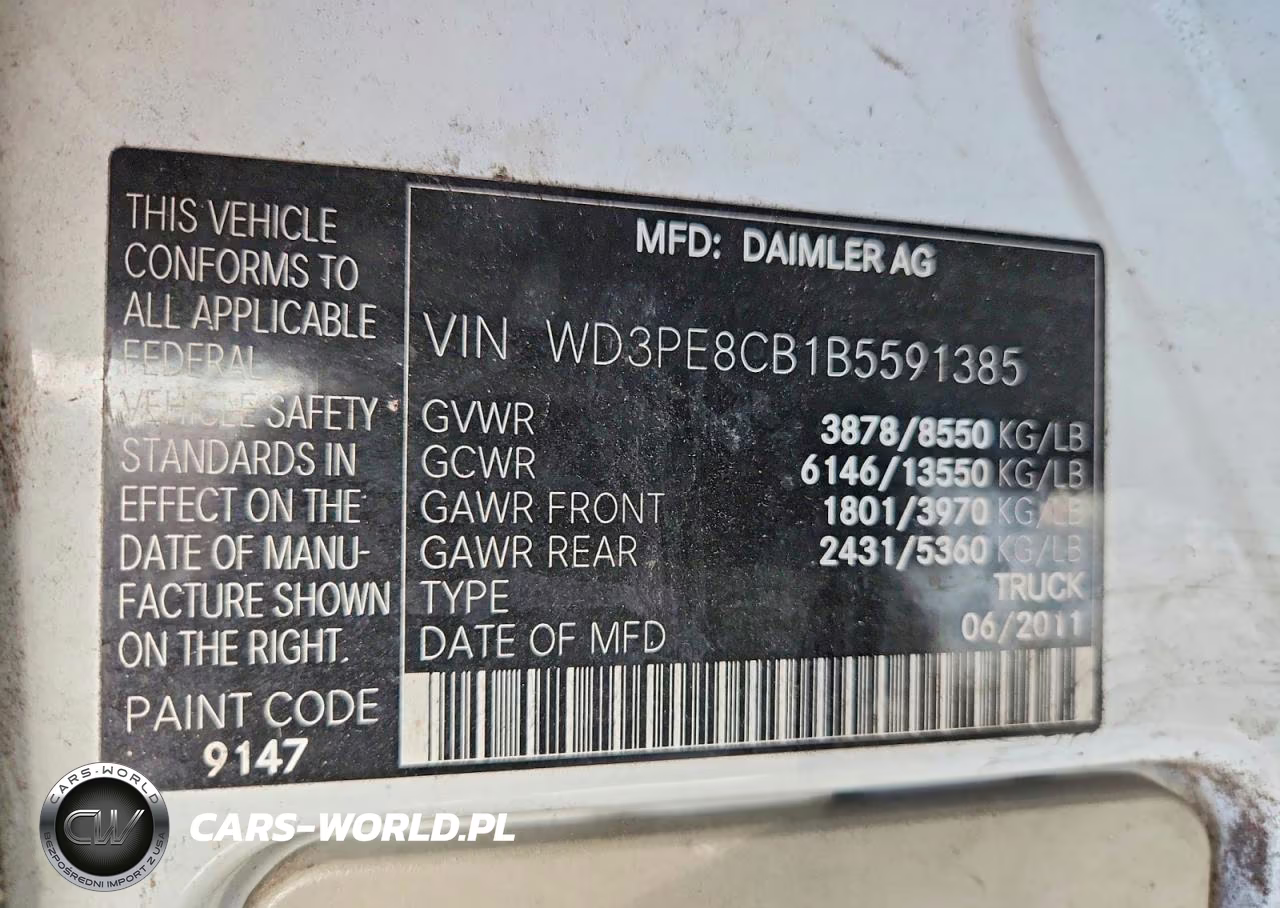 2011 Mercedes-Benz Sprinter 2500 Delivery Van VIN:WD3PE8CB1B5591385 - 14