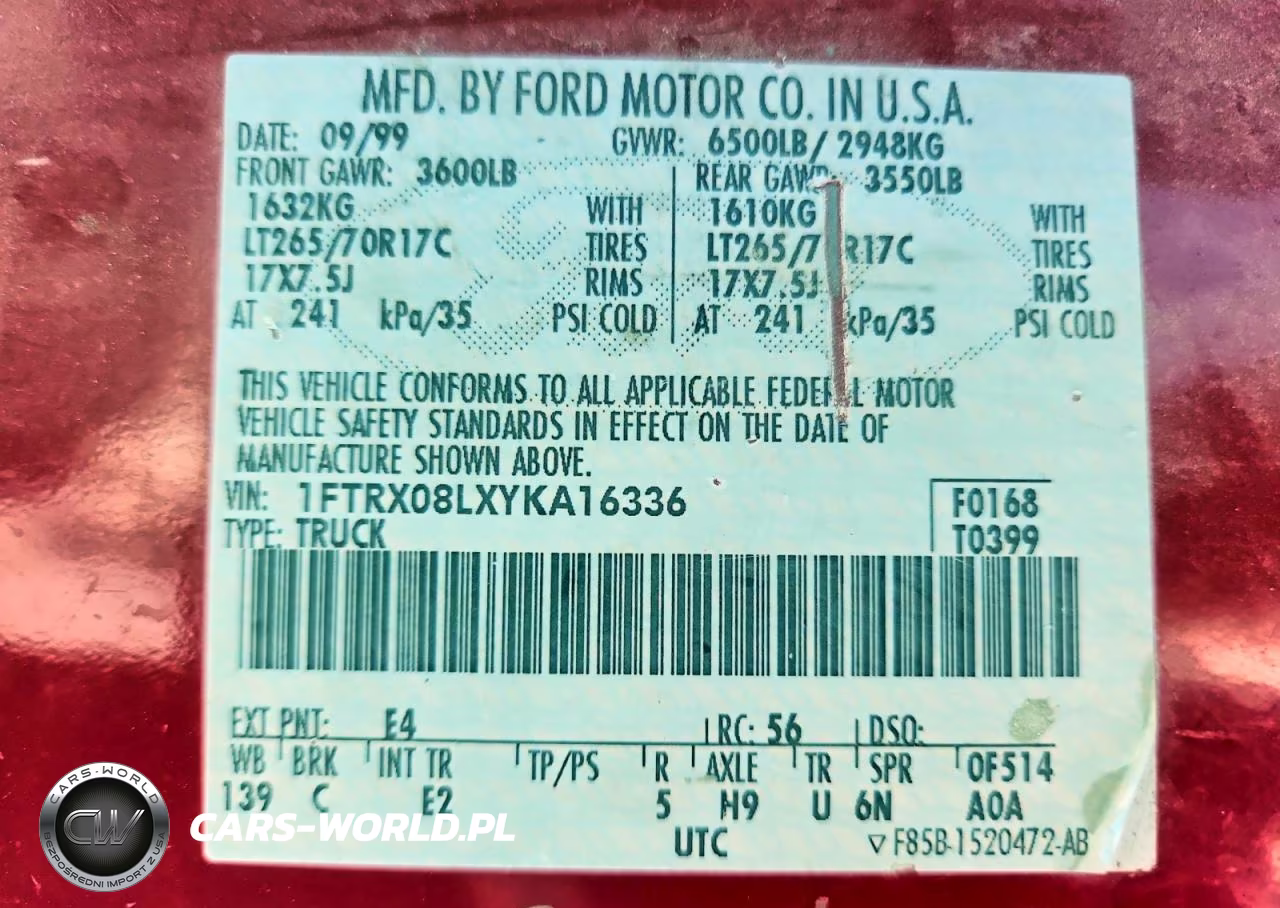 2000 Ford F150 VIN:1FTRX08LXYKA16336 - 13