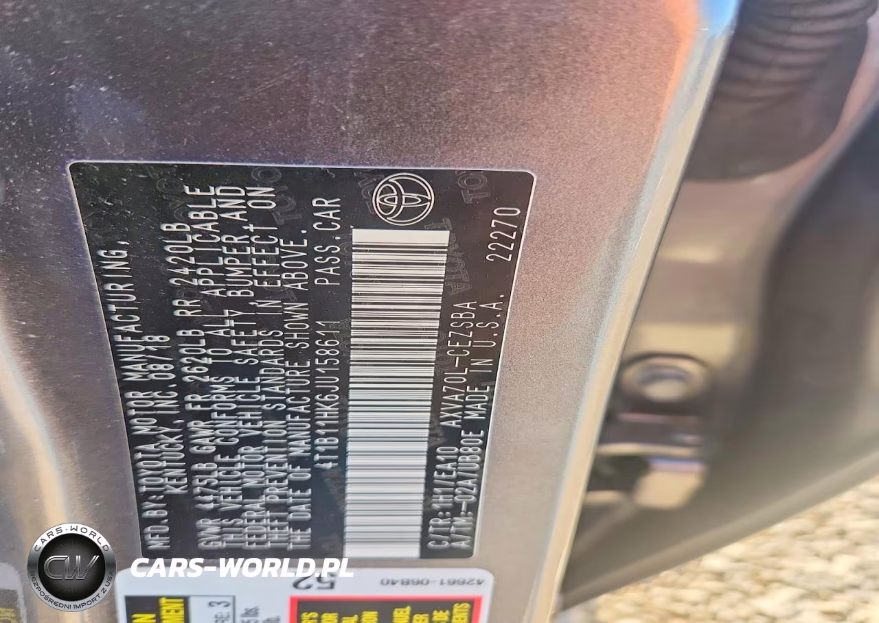 2018 Toyota Camry Se VIN:4T1B11HK6JU158611 - 13