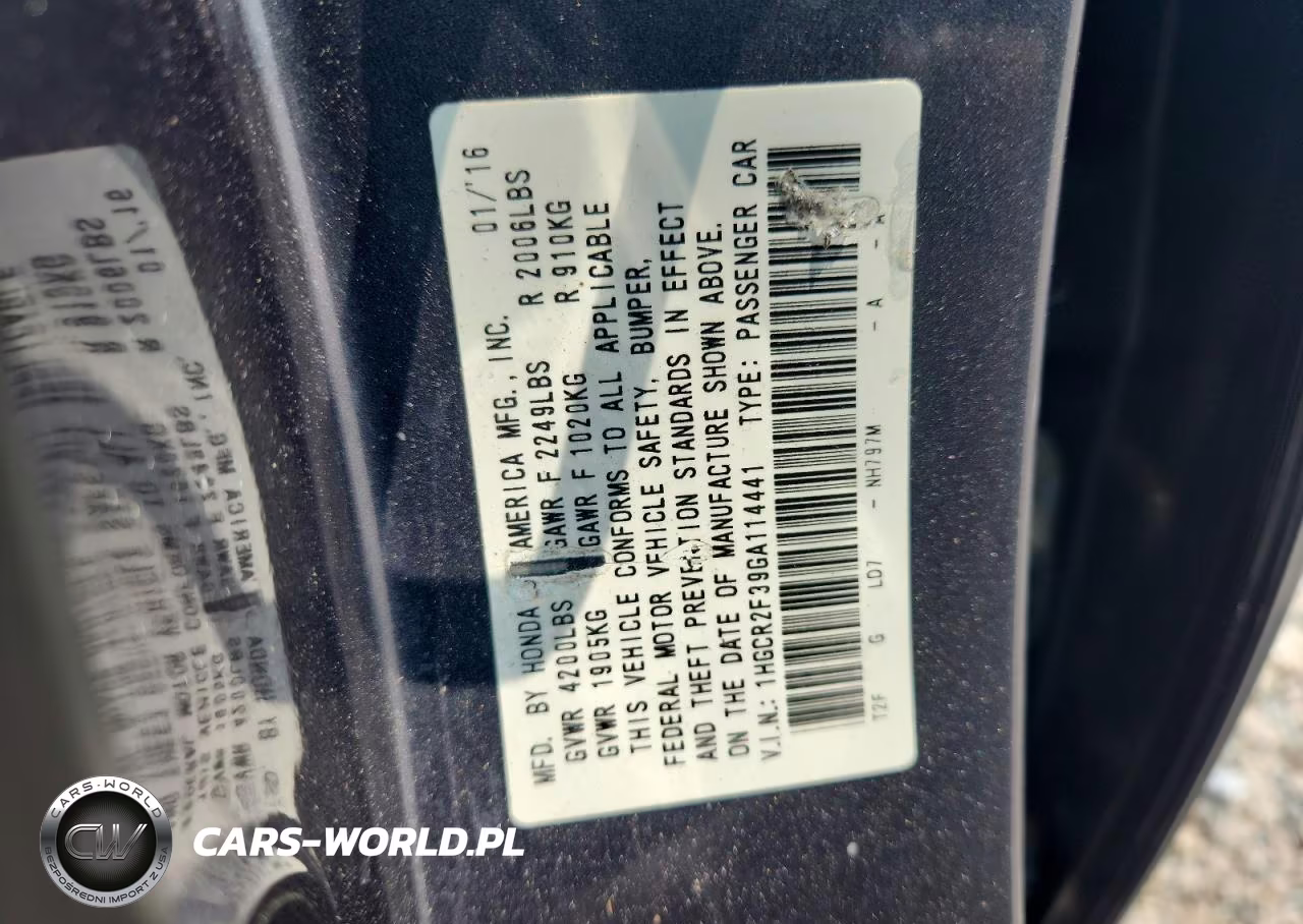2016 Honda Accord Lx VIN:1HGCR2F39GA114441 - 12