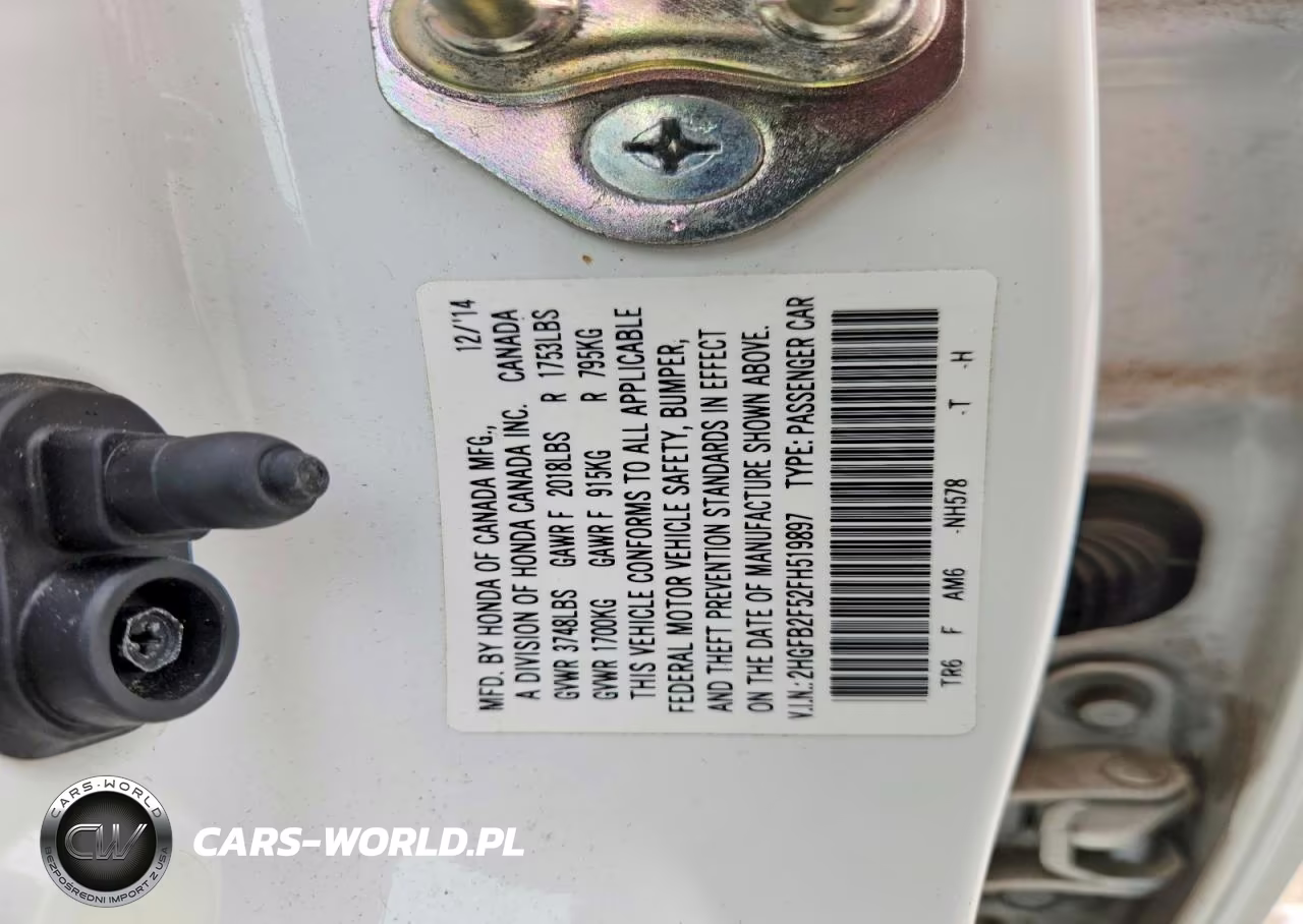 2015 Honda Civic Lx VIN:2HGFB2F52FH519897 - 12