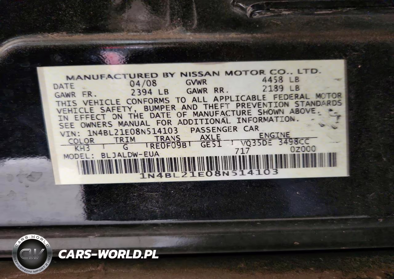 2008 Nissan Altima 3.5 Se VIN:1N4BL21E08N514103 - 12