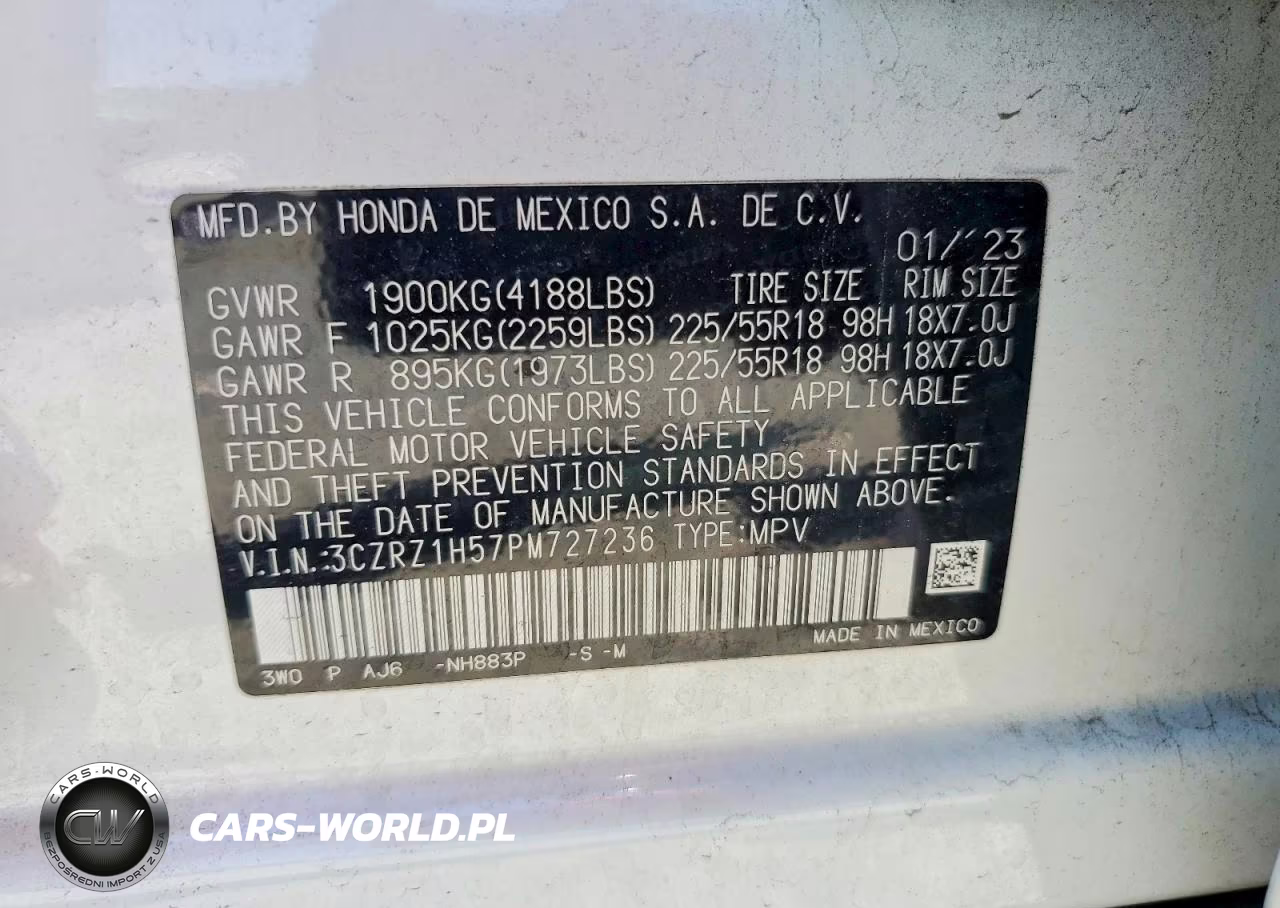 2023 Honda Hr-V Sport VIN:3CZRZ1H57PM727236 - 12