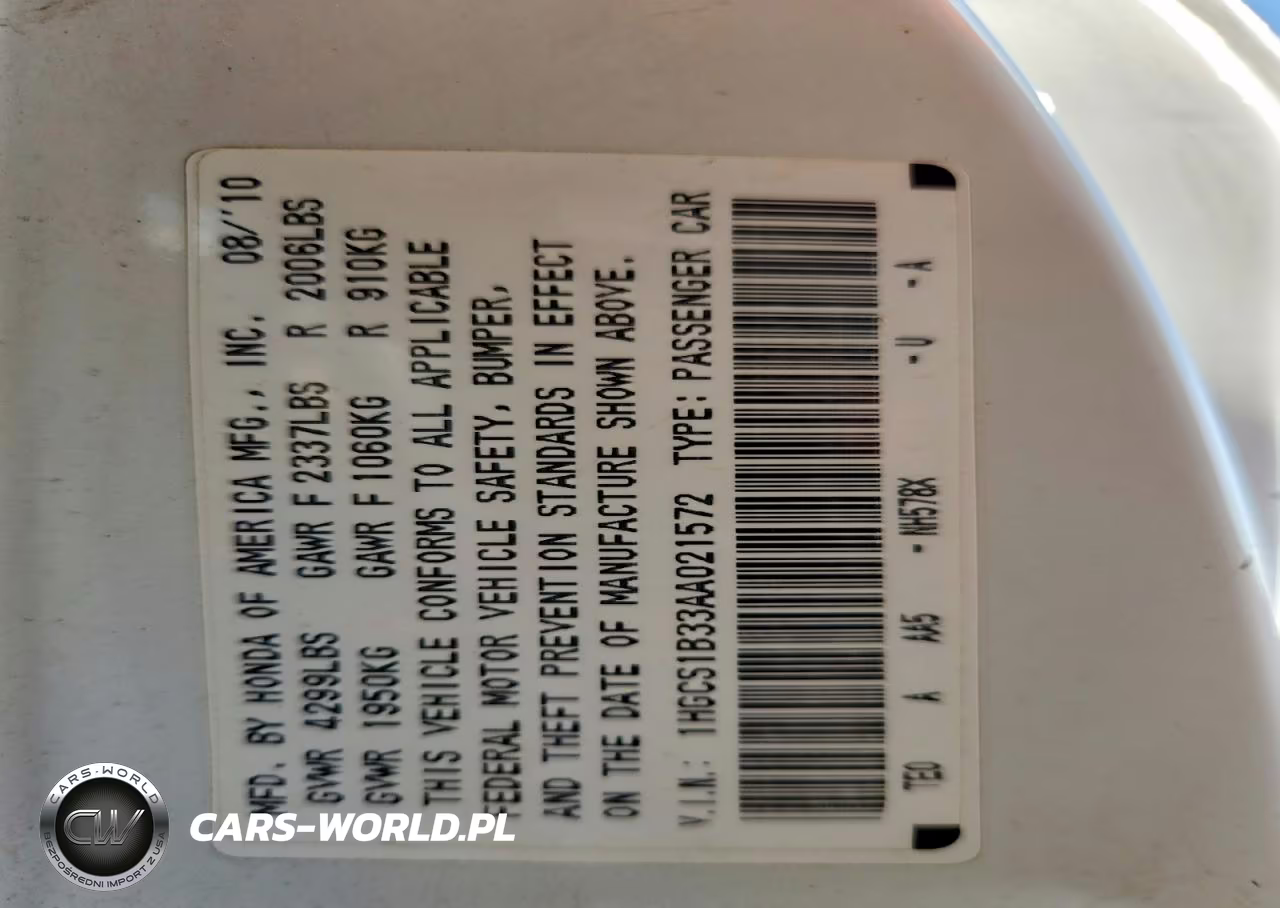 2010 Honda Accord Lx VIN:1HGCS1B33AA021572 - 12
