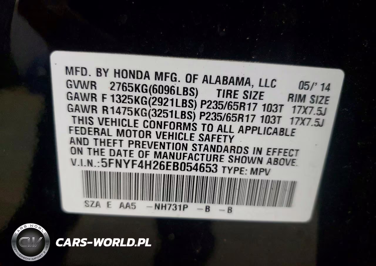 2014 Honda Pilot Lx VIN:5FNYF4H26EB054653 - 13