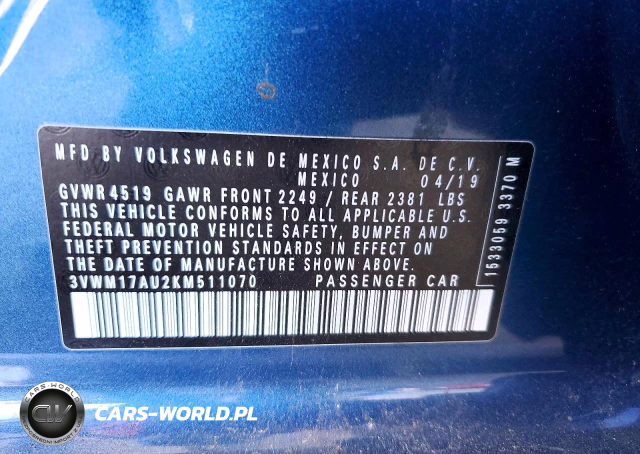 2019 Volkswagen Golf Alltrack S VIN:3VWM17AU2KM511070 - 12